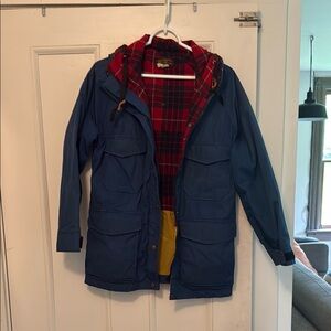 Blue Women's Jacket with Red Lining
